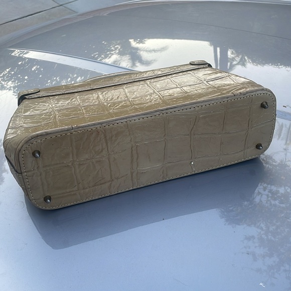 Parklane croc beige gold key lock Hermesstyle vintage bag large hard case “14 - Picture 8 of 10